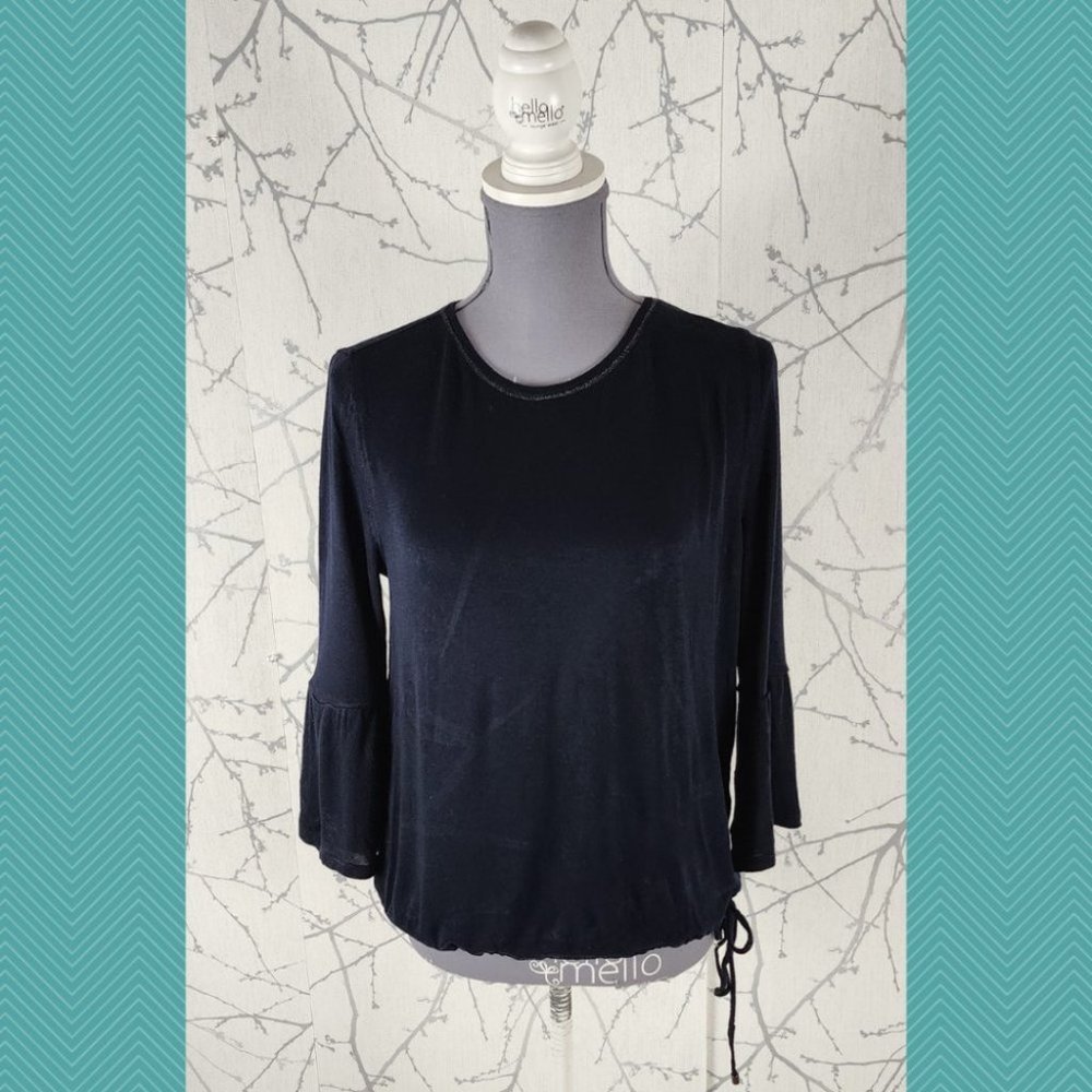 Monari Italia Navy Knit Bell Sleeve Top